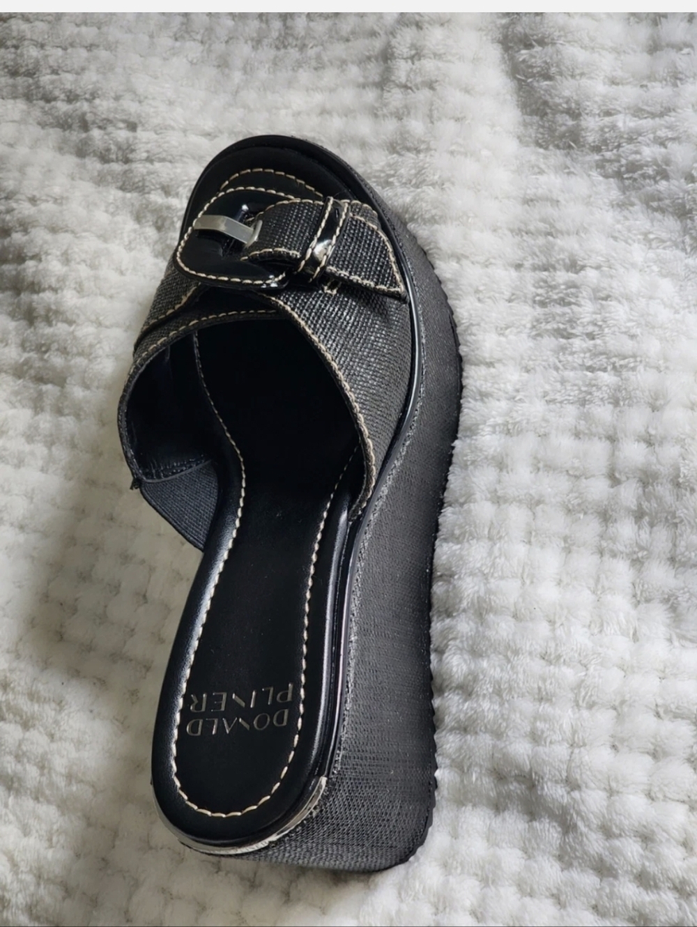 Donald Pliner Women's Ivor Raffia Wedge Sandal Size 7.5M Black New Without Box - Picture 7 of 16